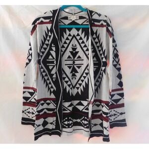 Women's‎ Medium Cardigan Pink Republic Aztec Open Front White Black